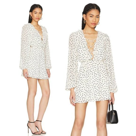 MAJORELLE Dresses & Skirts - Majorelle Mattie Mini Dress in Black & Cream Dot